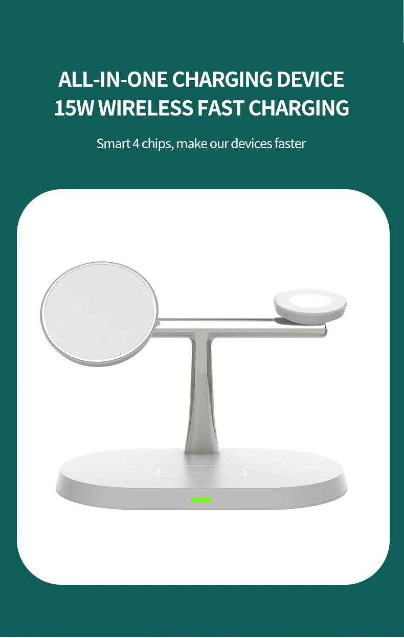 Ultimate 3-in-1 Magnetic Wireless Charger – Power Up Your iPhone, Apple Watch & AirPods!