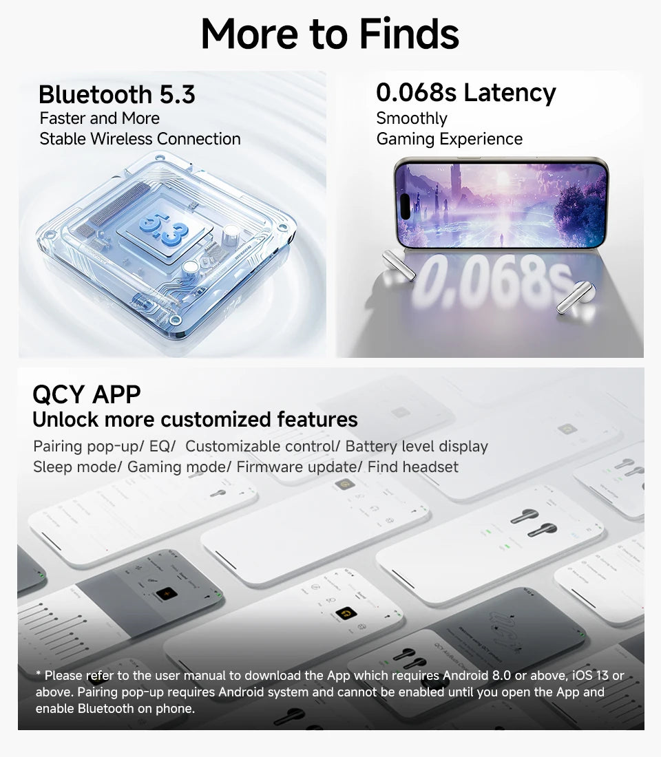 QCY AilyBuds Wireless Earphones – Bluetooth 5.3, ENC, Low Latency