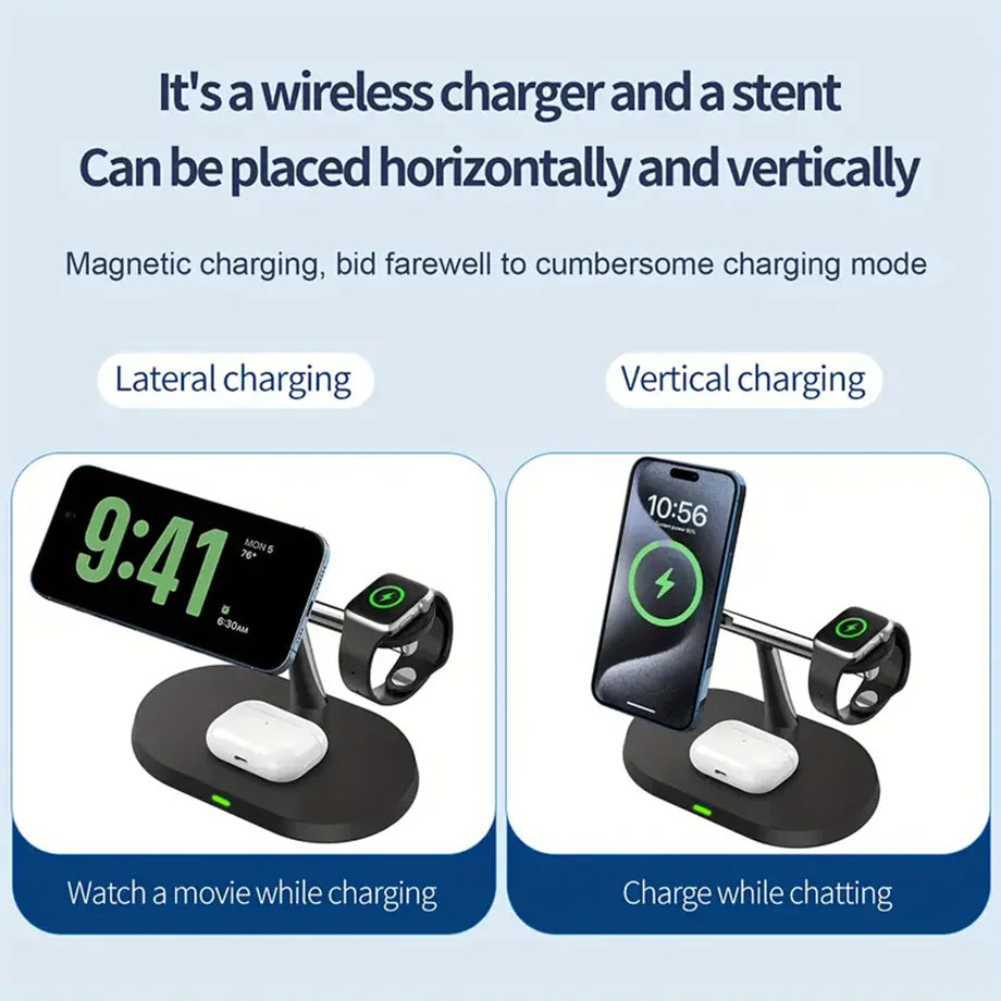 Ultimate 3-in-1 Magnetic Wireless Charger – Power Up Your iPhone, Apple Watch & AirPods!