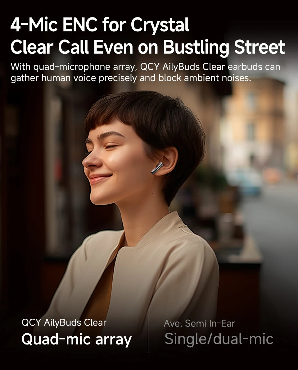 QCY AilyBuds Wireless Earphones – Bluetooth 5.3, ENC, Low Latency