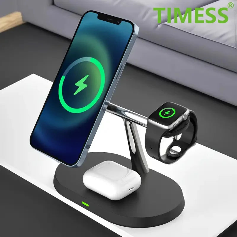 Ultimate 3-in-1 Magnetic Wireless Charger – Power Up Your iPhone, Apple Watch & AirPods!
