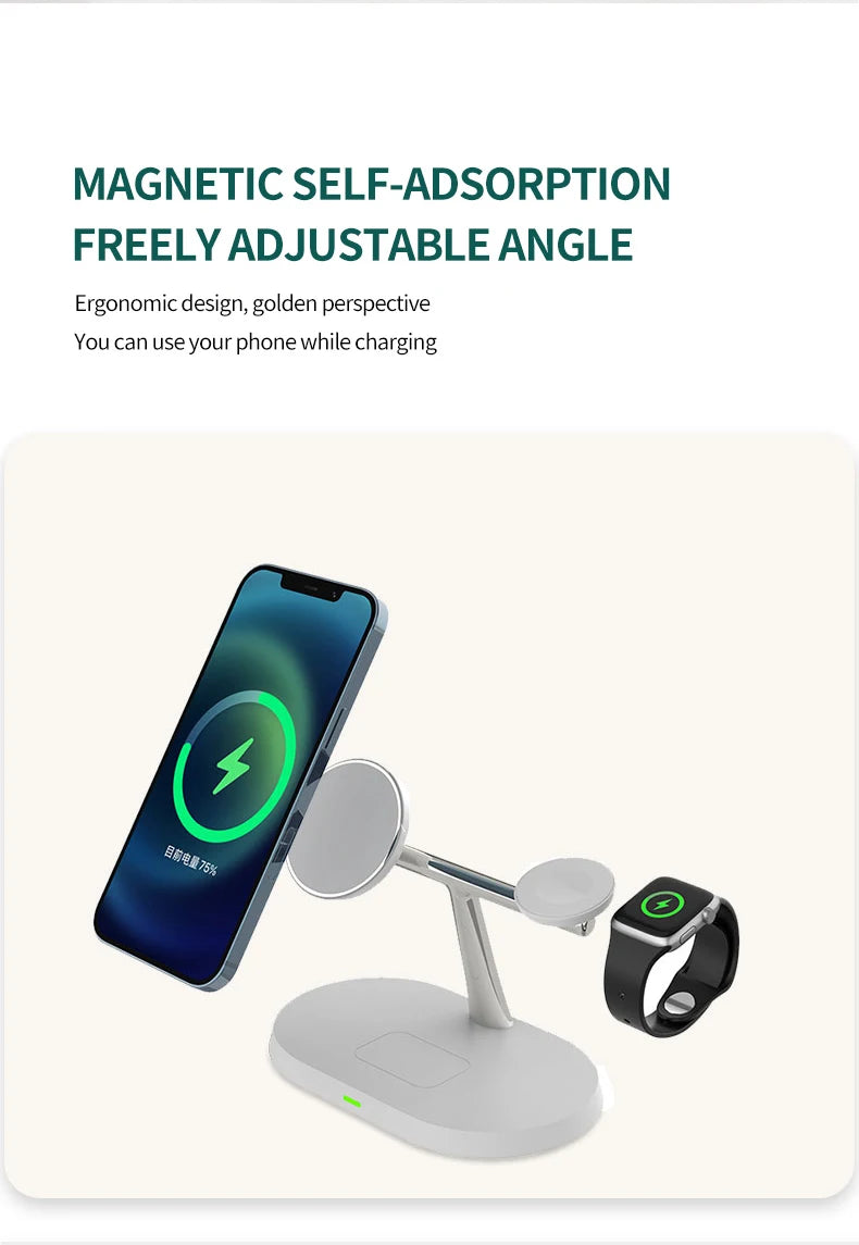 Ultimate 3-in-1 Magnetic Wireless Charger – Power Up Your iPhone, Apple Watch & AirPods!