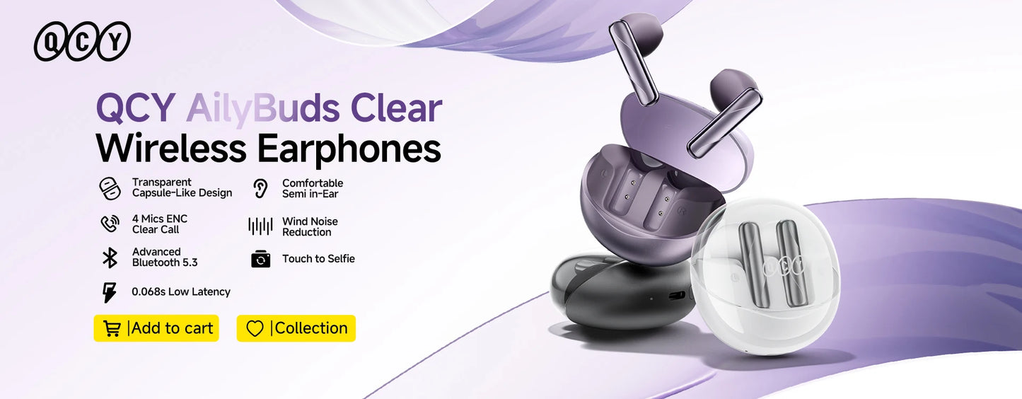 QCY AilyBuds Wireless Earphones – Bluetooth 5.3, ENC, Low Latency