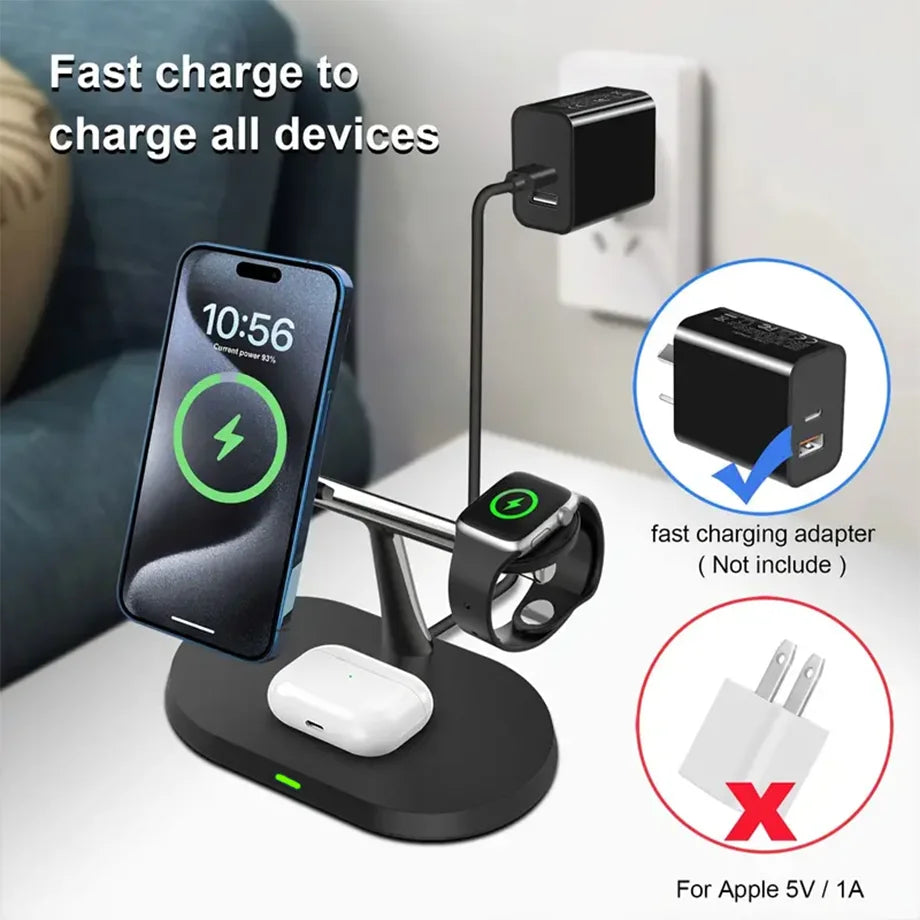 Ultimate 3-in-1 Magnetic Wireless Charger – Power Up Your iPhone, Apple Watch & AirPods!