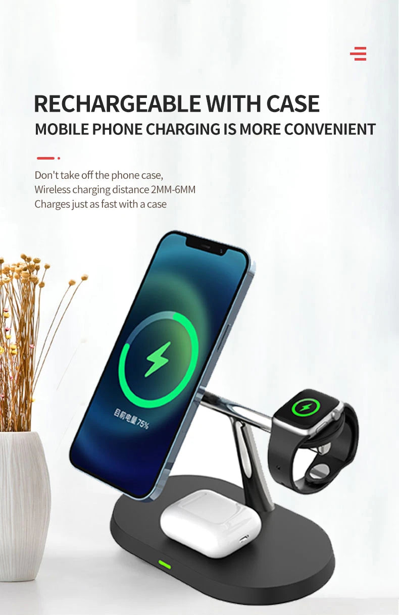 Ultimate 3-in-1 Magnetic Wireless Charger – Power Up Your iPhone, Apple Watch & AirPods!