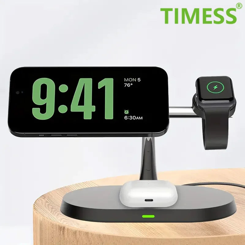 Ultimate 3-in-1 Magnetic Wireless Charger – Power Up Your iPhone, Apple Watch & AirPods!