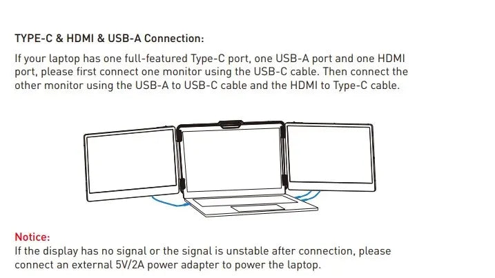 14" Portable Dual Screen Monitor – 1080p IPS, Type-C for Laptop & Phone