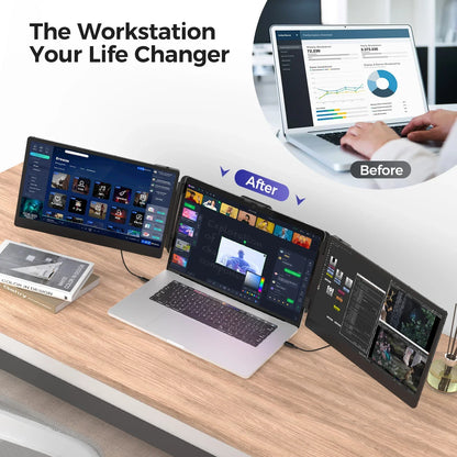 14" Portable Dual Screen Monitor – 1080p IPS, Type-C for Laptop & Phone