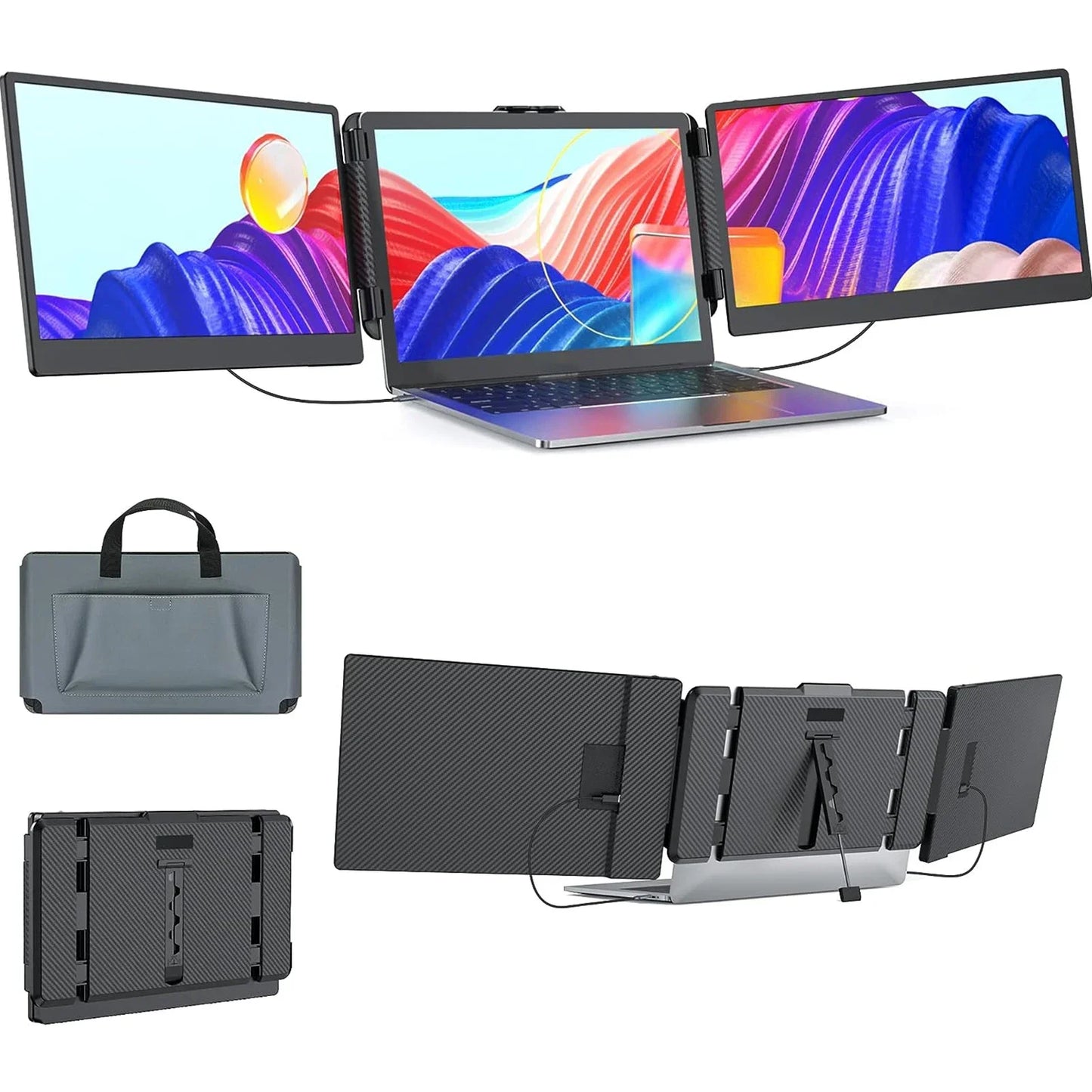 14" Portable Dual Screen Monitor – 1080p IPS, Type-C for Laptop & Phone