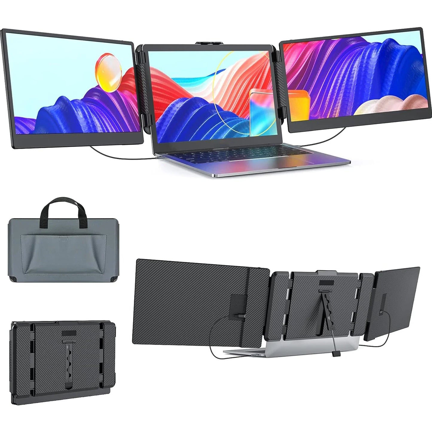 14" Portable Dual Screen Monitor – 1080p IPS, Type-C for Laptop & Phone