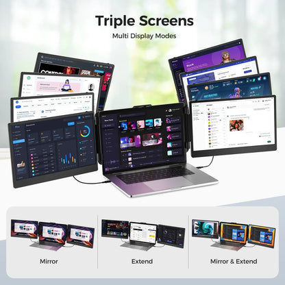 14" Portable Dual Screen Monitor – 1080p IPS, Type-C for Laptop & Phone